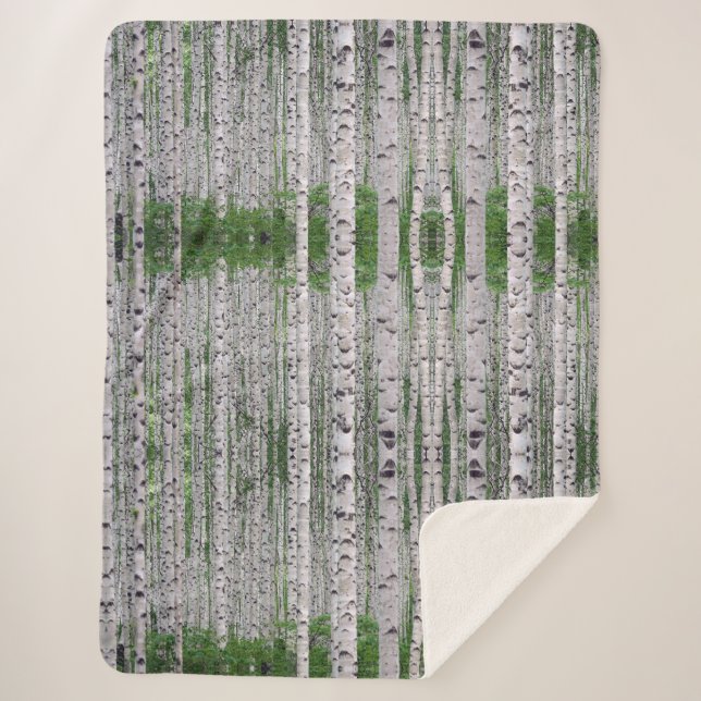 Birch Tree Forest Nature Sherpa Blanket (Front)