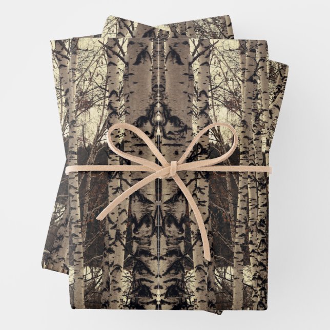 Birch Tree Forest Nature Wrapping Paper Sheet (In situ)