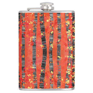 Birch Tree Forest Red Hip Flask