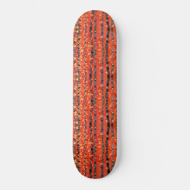 Birch Tree Forest Red Skateboard (Front)