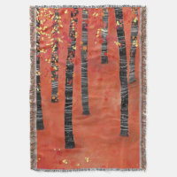 Birch Tree Forest Red