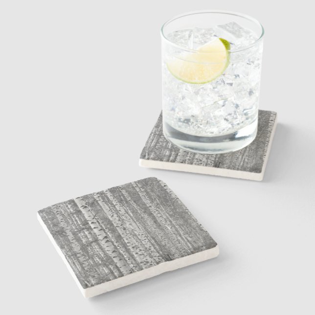 Birch-Tree-Forest- Stone Coaster (Side)