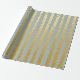 Birch-Tree Golden Gray Blue Vip Stripes Wrapping Paper