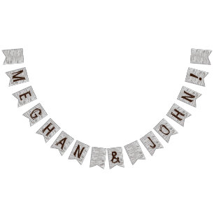 Birch tree heart initials rustic wedding banner