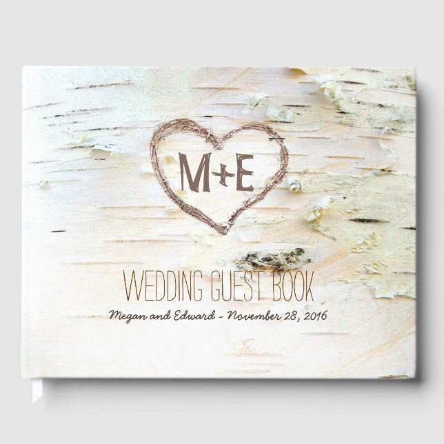 Birch Tree Heart Rustic Country Guest Book (Front)