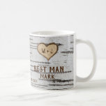 Birch tree heart rustic wedding Best Man Coffee Mug<br><div class="desc">Birch tree heart initials rustic wedding favour Best Man coffee mug with a carved heart in the bark with your initials. This is perfect for your outdoor rustic country barn wedding. You can give this rustic mug to your Best Man to thank him for his important role on your special...</div>