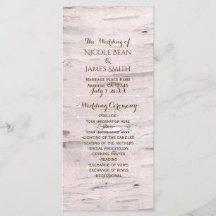 Birch Tree & Heart Rustic Wedding Program Programme