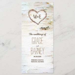 Birch Tree Heart Rustic Wedding Programs Programme