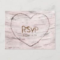 Birch Tree & Heart Rustic Wedding RSVP