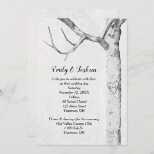 Birch Tree Heart Wedding  Invitation