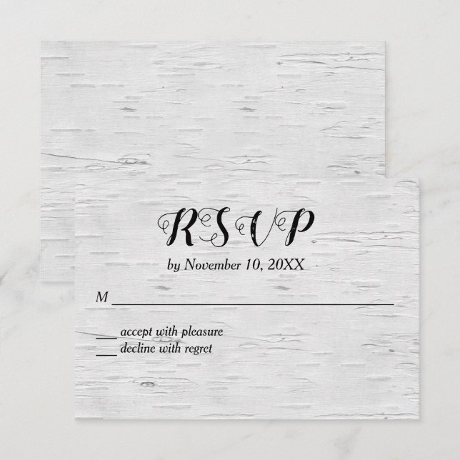 Birch Tree Heart Wedding RSVP Card (Front/Back)
