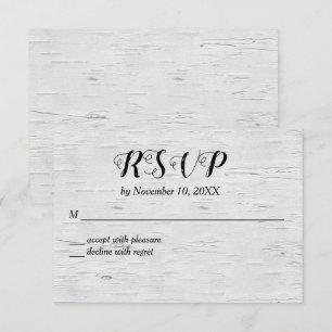 Birch Tree Heart Wedding RSVP Card