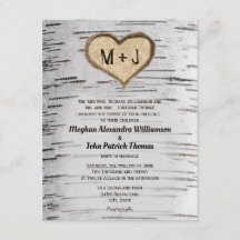 Birch Tree Initials Heart Rustic Country Wedding