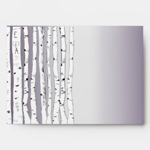 Birch Tree Lapis Purple Wedding Envelopes