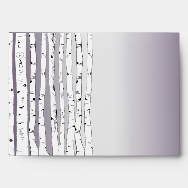 Birch Tree Lapis Purple Wedding Envelopes (Front)