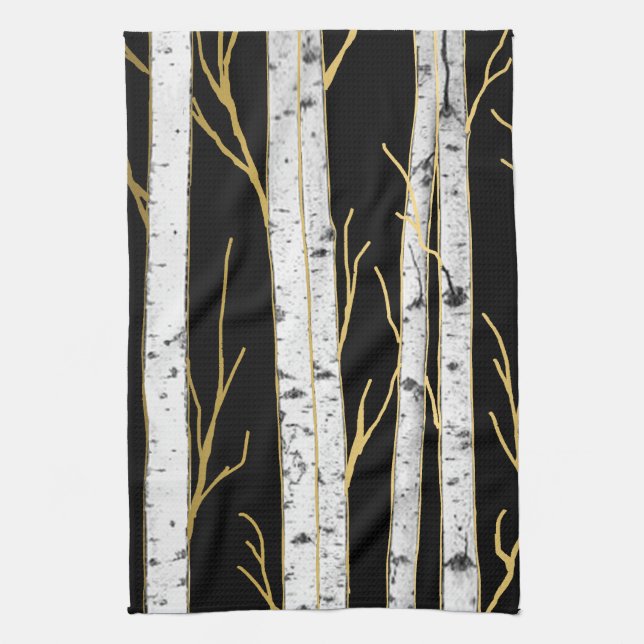 Birch Tree Modern Forest Nature  Tea Towel (Vertical)