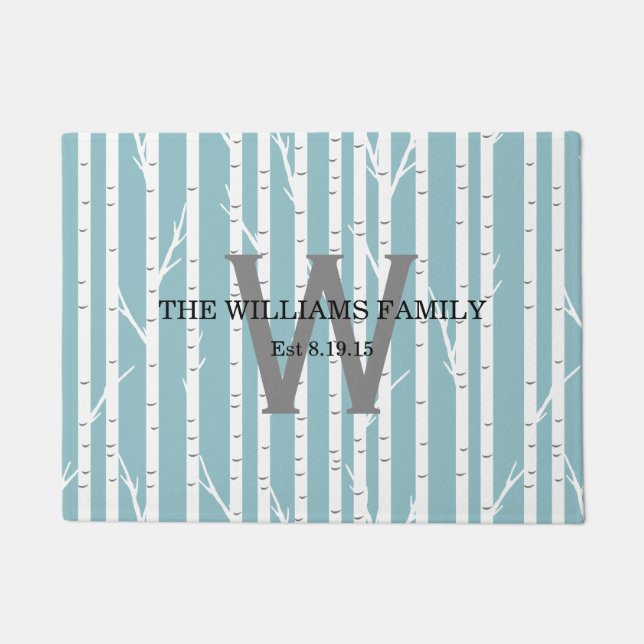 Birch Tree Monogrammed Doormat (Front)