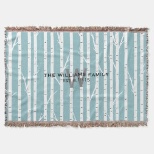 Birch Tree Monogrammed Throw Blanket