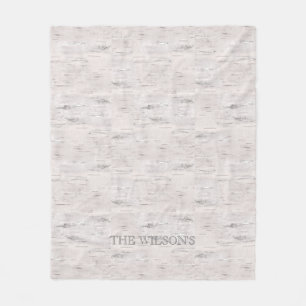 Birch Tree Natural NAME Outdoors Nuetrals Grey Fleece Blanket