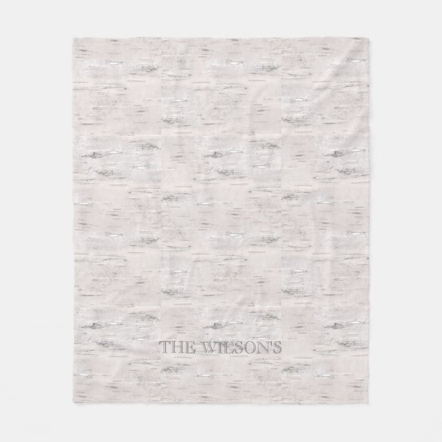 Birch Tree Natural NAME Outdoors Nuetrals Grey Fleece Blanket (Front)