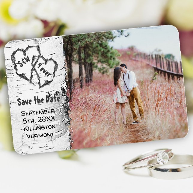 Birch Tree Photo Save the Date Magnet (Creator Uploaded)