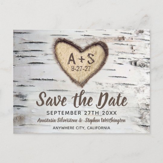 Birch Tree Rustic Country Wedding Save The Date Announcement