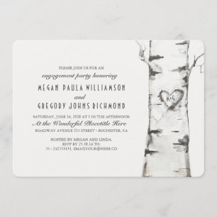 Birch Tree Rustic Engagement Party Invitation
