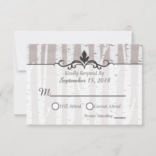 Birch Tree Rustic Nature Wedding Invitation RSVP