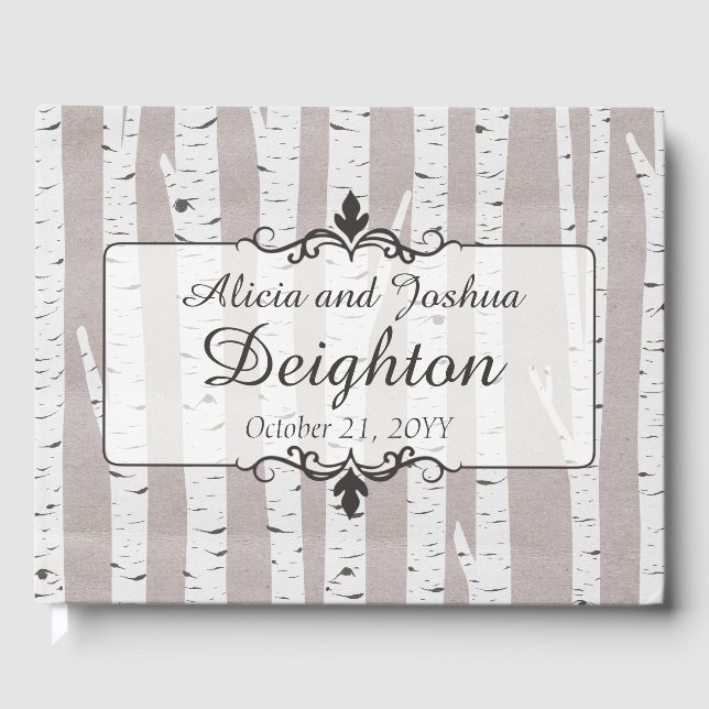 Birch Tree Rustic Nature Wedding Personalised Guest Book (Front)