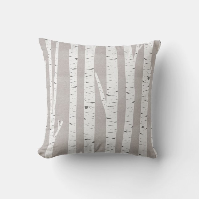 Birch Tree Rustic Woodland Cushion (Front)