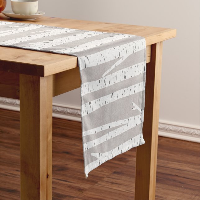 Birch Tree Rustic Woodland Home Decor Short Table Runner (In Situ)