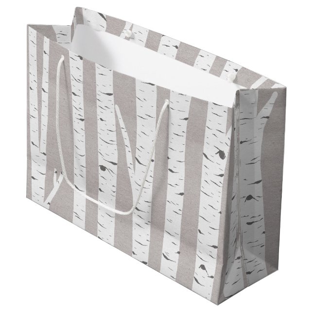 Birch Tree Rustic Woodland Large Gift Bag (Front Angled)