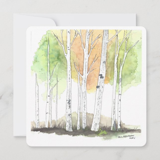 Birch tree stationary holiday card (Front)