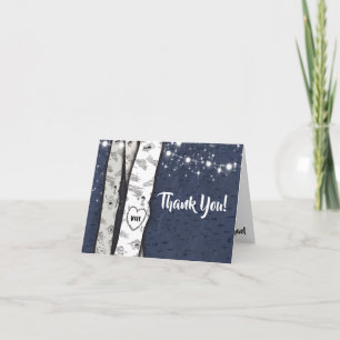 Birch Tree Twinkle lights thank you note cards
