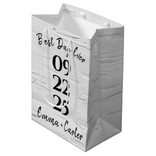 Birch Tree Wedding Date Medium Gift Bag