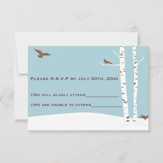 Birch Tree Wedding R.S.V.P Cards (Front)