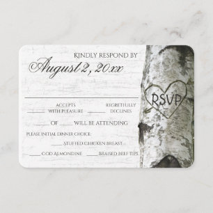Birch Tree with Carved Heart RSVP