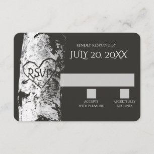 Birch Tree with Carved Heart RSVP Card