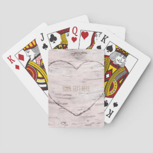 Birch Tree Wood & Heart Rustic Country Playing Cards