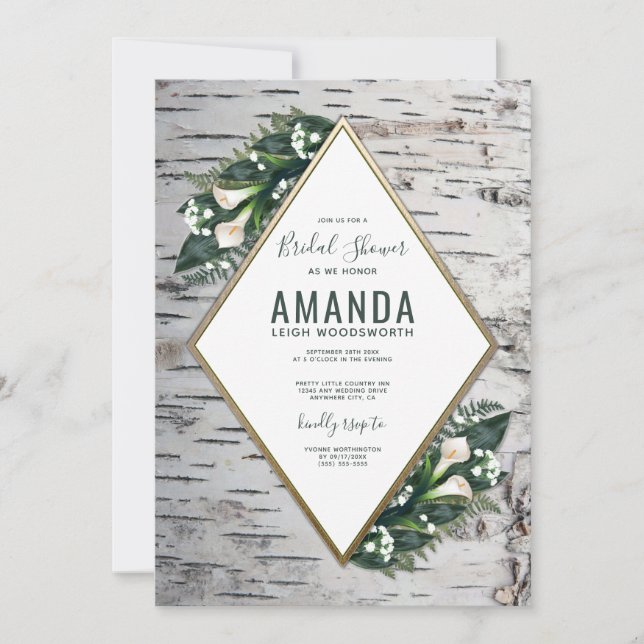 Birch Tree Woodland Bridal Shower Invitations (Front)