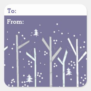 Birch Trees and Snow Gifttag Square Sticker