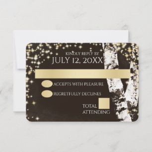 Birch Trees and Sparkle Wedding RSVP Card