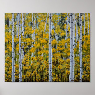 Birch Trees   Aspen Forest   Fall Leaves Poster