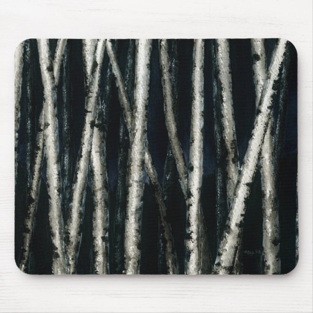 Birch Trees at Night Mousepad (Front)