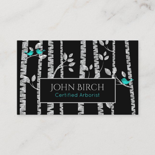 *~* Birch Trees Blue Birds Tree Doctor .  Arborist Business Card (Front)