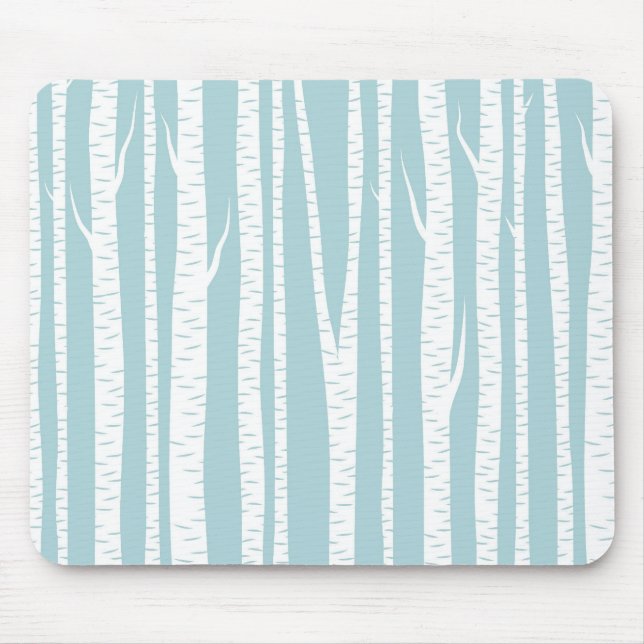Birch Trees Blue Mouse Mat (Front)