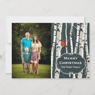 Birch Trees Custom Photo Christmas Greeting Holiday Card