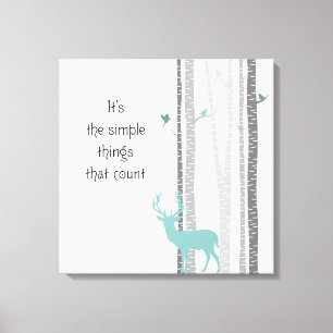 Birch Trees Deer Inspirational quote Canvas Print