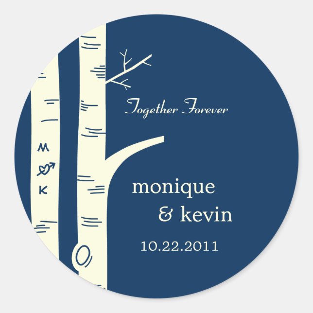 Birch Trees Favour Stickers/ Envelope Seals - Navy (Front)