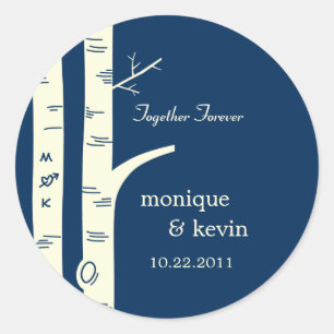 Birch Trees Favour Stickers/ Envelope Seals - Navy